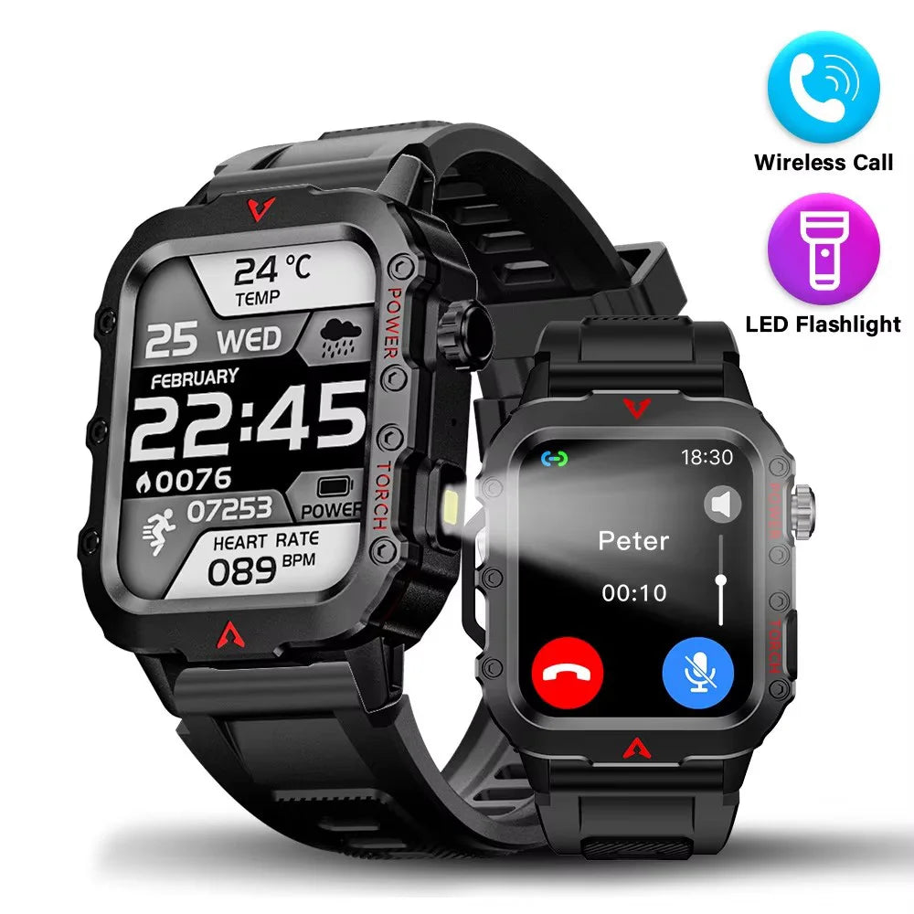 Men Sports Smart Watch 1.71 Screen Blood Oxygen Bluetooth Talking Watch Multi Sport LED Flashlight Outdoor Smart Watch MA27