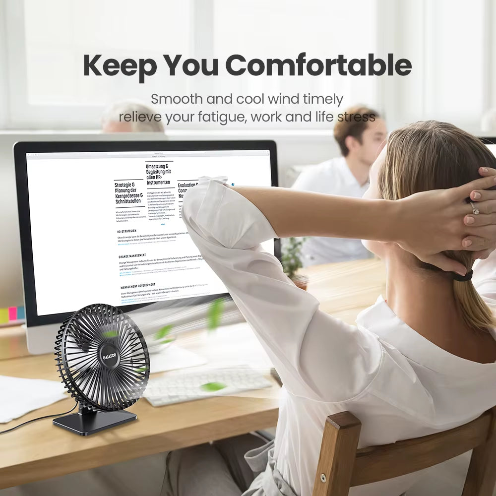 Desk Fan Portable USB Fan 90° Adjustable Cooling Fan Mute 3 Speed Adjustment Ultra Quiet Suitable for Home Desk Office