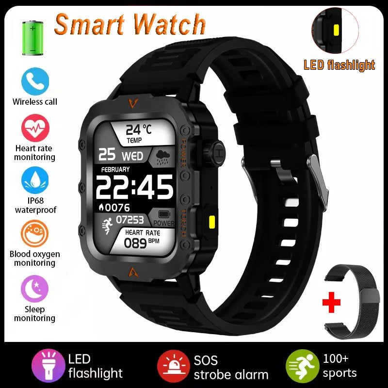 Men Sports Smart Watch 1.71 Screen Blood Oxygen Bluetooth Talking Watch Multi Sport LED Flashlight Outdoor Smart Watch MA27
