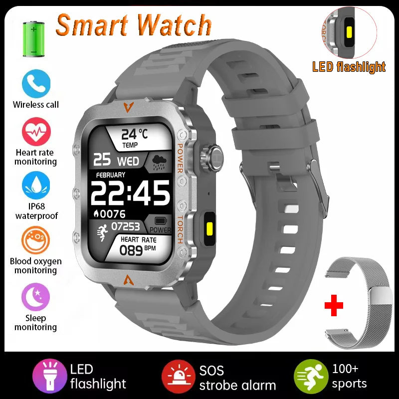 Men Sports Smart Watch 1.71 Screen Blood Oxygen Bluetooth Talking Watch Multi Sport LED Flashlight Outdoor Smart Watch MA27