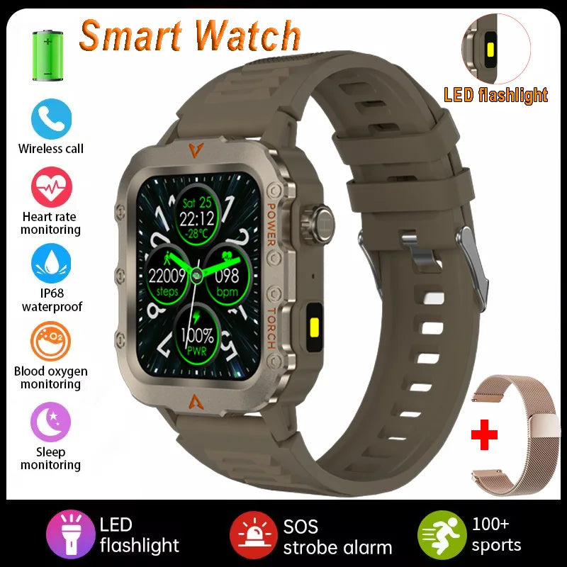 Men Sports Smart Watch 1.71 Screen Blood Oxygen Bluetooth Talking Watch Multi Sport LED Flashlight Outdoor Smart Watch MA27