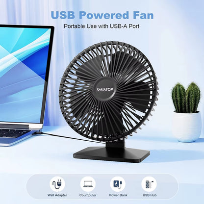 Desk Fan Portable USB Fan 90° Adjustable Cooling Fan Mute 3 Speed Adjustment Ultra Quiet Suitable for Home Desk Office