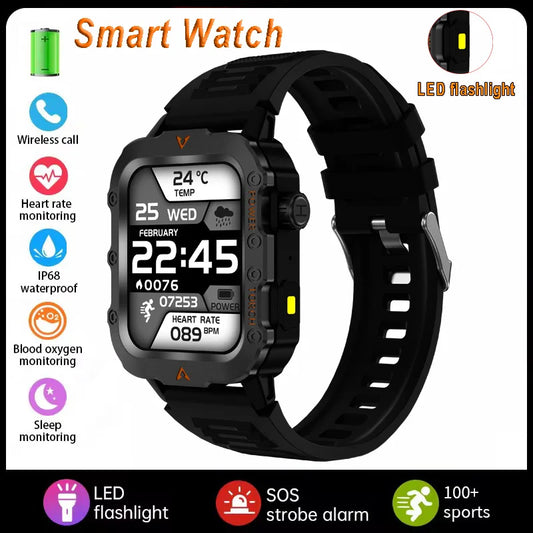 Men Sports Smart Watch 1.71 Screen Blood Oxygen Bluetooth Talking Watch Multi Sport LED Flashlight Outdoor Smart Watch MA27