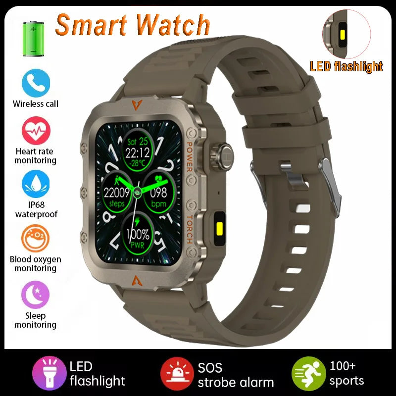 Men Sports Smart Watch 1.71 Screen Blood Oxygen Bluetooth Talking Watch Multi Sport LED Flashlight Outdoor Smart Watch MA27