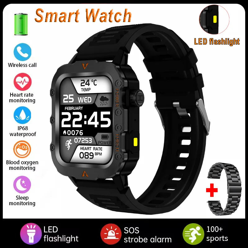 Men Sports Smart Watch 1.71 Screen Blood Oxygen Bluetooth Talking Watch Multi Sport LED Flashlight Outdoor Smart Watch MA27