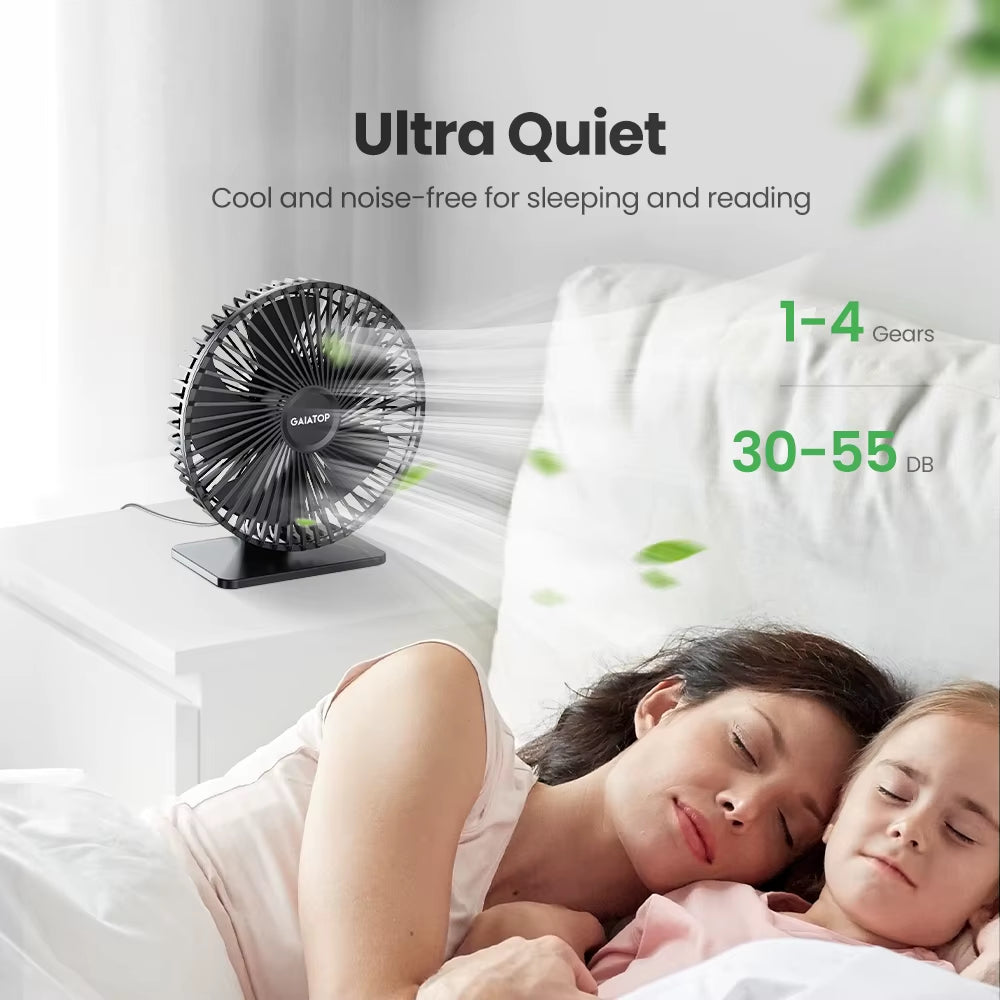 Desk Fan Portable USB Fan 90° Adjustable Cooling Fan Mute 3 Speed Adjustment Ultra Quiet Suitable for Home Desk Office