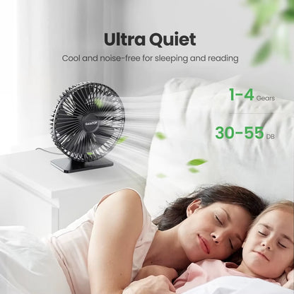 Desk Fan Portable USB Fan 90° Adjustable Cooling Fan Mute 3 Speed Adjustment Ultra Quiet Suitable for Home Desk Office