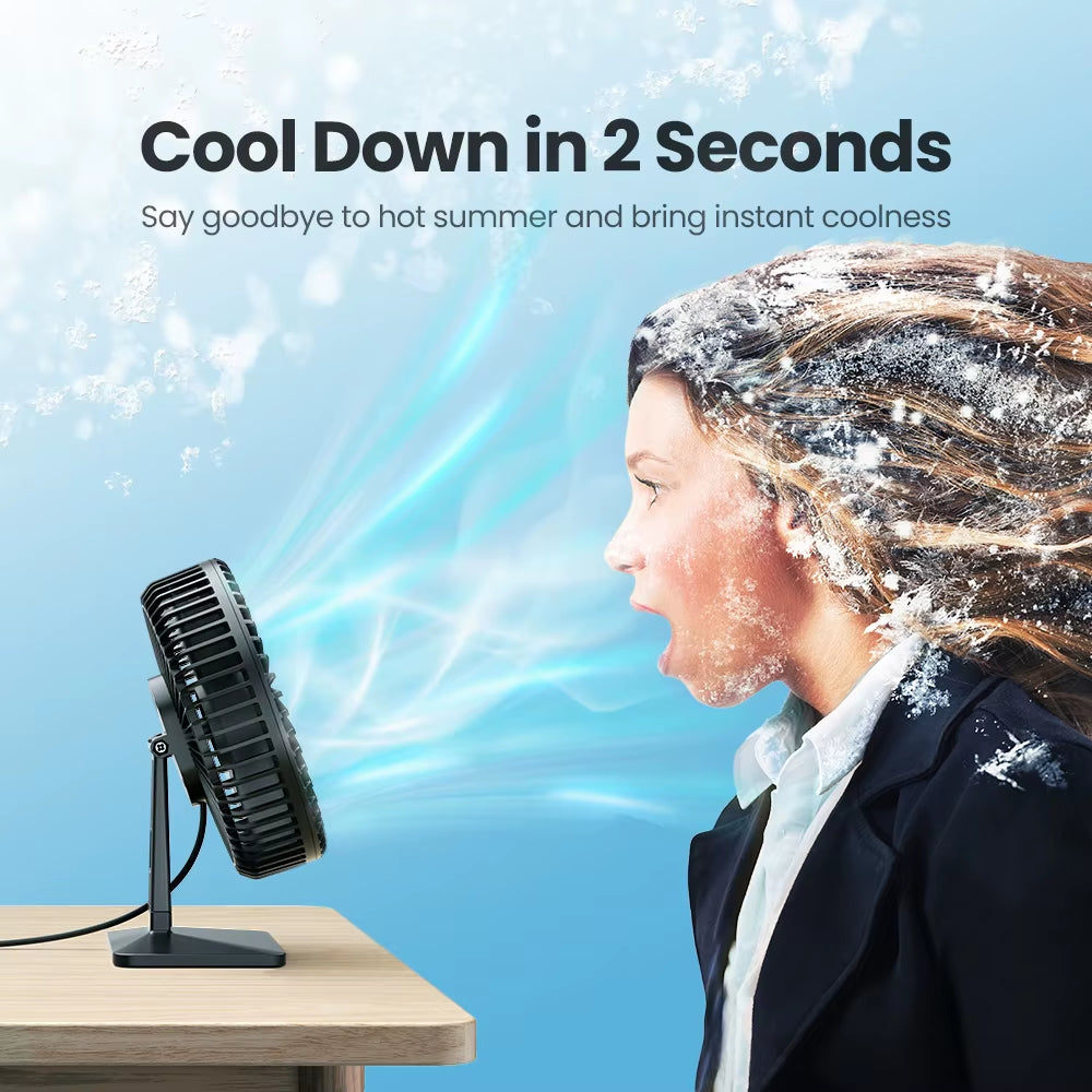 Desk Fan Portable USB Fan 90° Adjustable Cooling Fan Mute 3 Speed Adjustment Ultra Quiet Suitable for Home Desk Office
